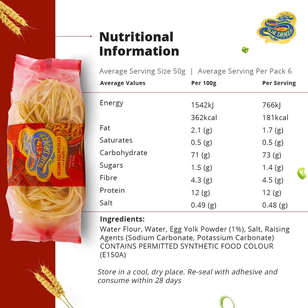 Blue Dragon Blue Dragon Egg Noodle Medium - 300g & Egg Noodle Fine - 300g | No Preservative & Artificial Colors | Eggs, Wheat, Soya Wheat, Peanuts And Nut | Noodles Packet (Combo of 2)