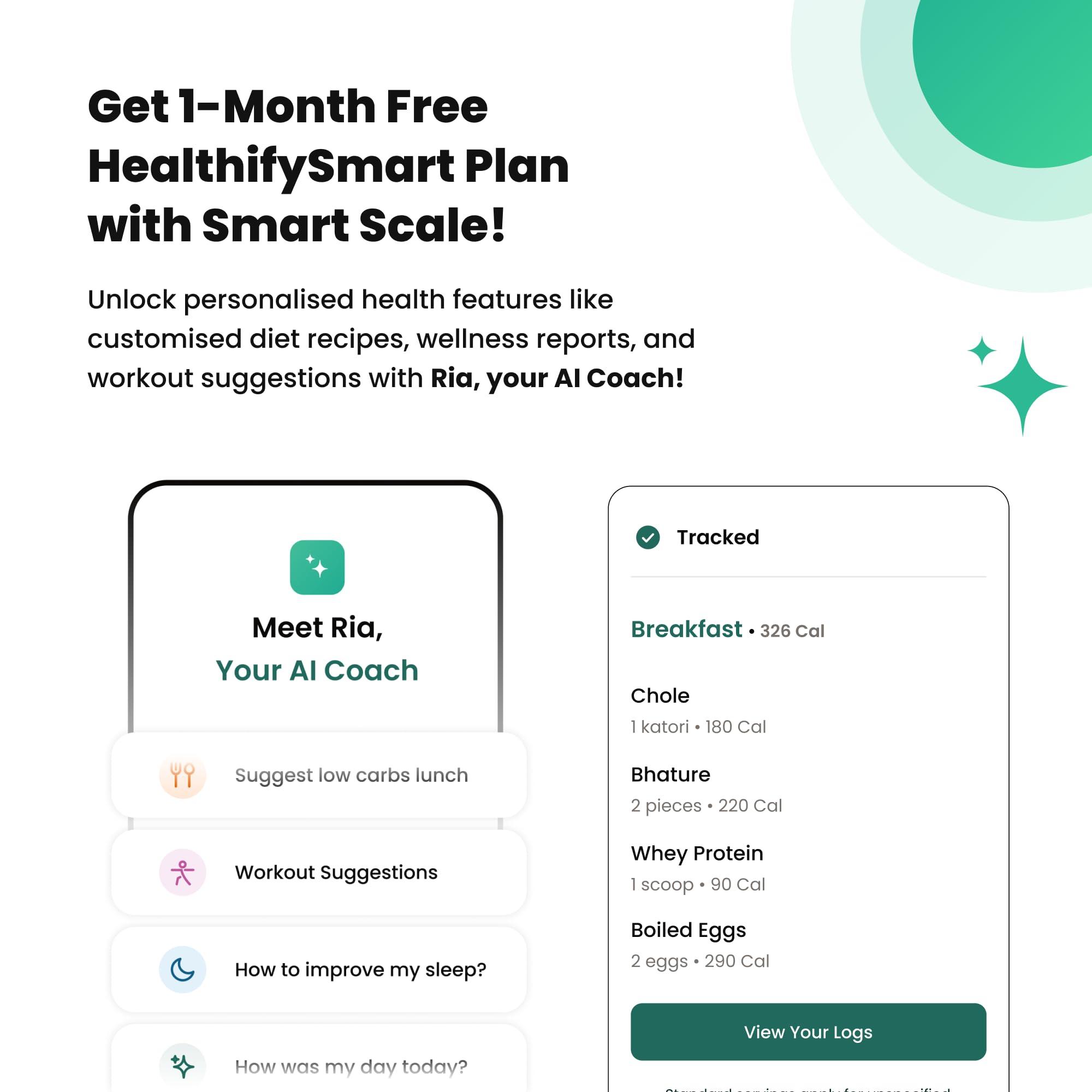 HealthifyMe HealthifyMe Smart Scale Get Data Driven Smart Weight Loss and Track 11 Plus Key Body Metrics in HealthifyMe App|1 Month FREE HealthifyMe Smart Plan| 2 years Warranty (White)