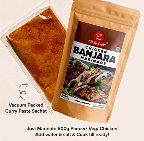 EL The Cook EL The Cook Banjara Kebab Marination Paste | Ready to Cook Masala - Just marinate & cook Restaurant style Banjara Chicken, Mushroom, Paneer Kabab | All Natural, 50g Serves 4-5 | 2 pack