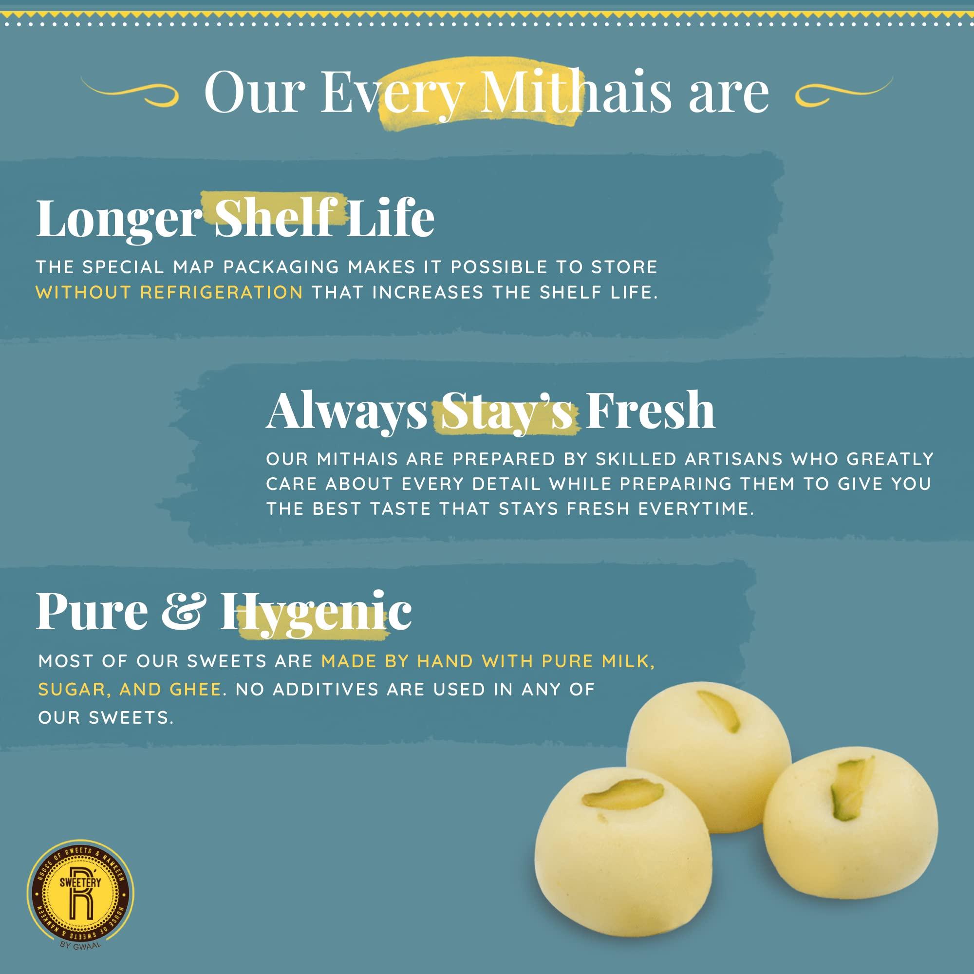 R’SWEETERY R’Sweetery Rajwadi Penda Sweet | Traditional Mithai for Gifting Purpose | Indian Sweets | Indian Mithai Gift Pack | Sweets Gift Pack For Any Occasion - 250g