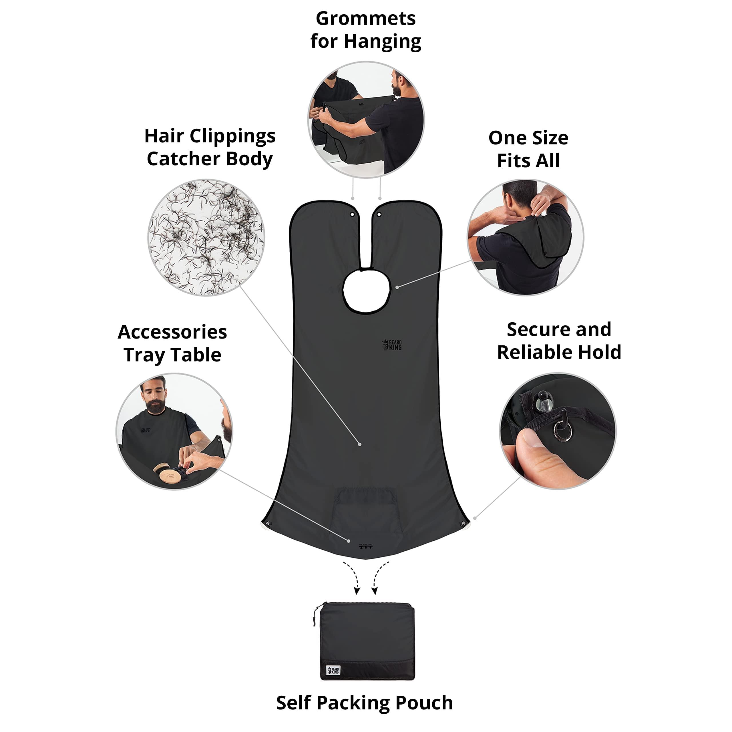 BEARD KING BEARD KING Hair Clippings and Beard Catcher Bib (Black)