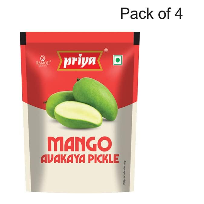 Priya Priya Pickles Combo of 5 Pickle With Garlic 35g Pouch (Each Flavor Pack of 4) - Mango Pickle,Ginger Pickle, Lime Pickle, Gongura Pickle, Tomato Pickle- (Pouch Pack of 20)