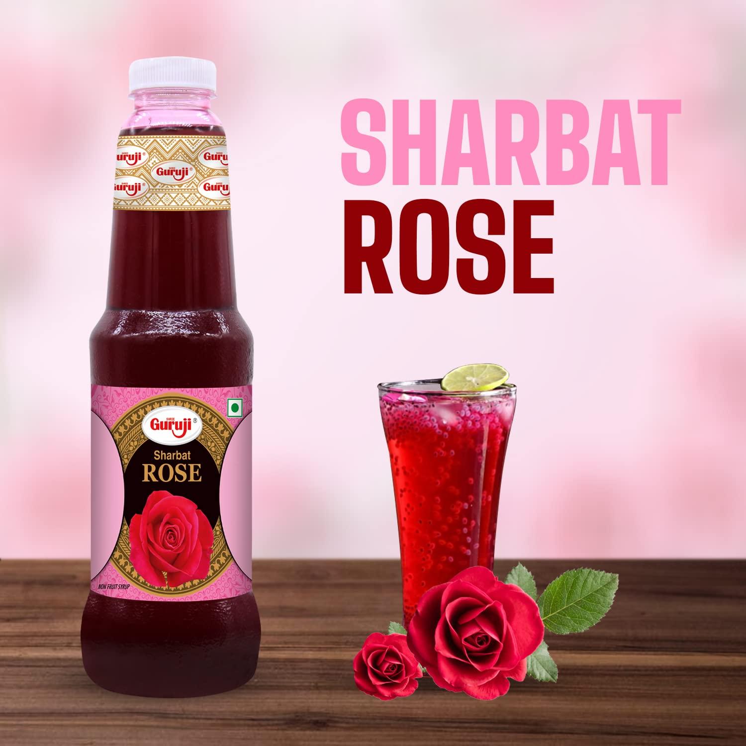 SHREE Guruji SHREE Guruji Rose Sharbat & Khus Sharbat Combo Pack Sizzling Beverage Instant Refreshing Syrup Drink For Summer (1 Litre), Liquid