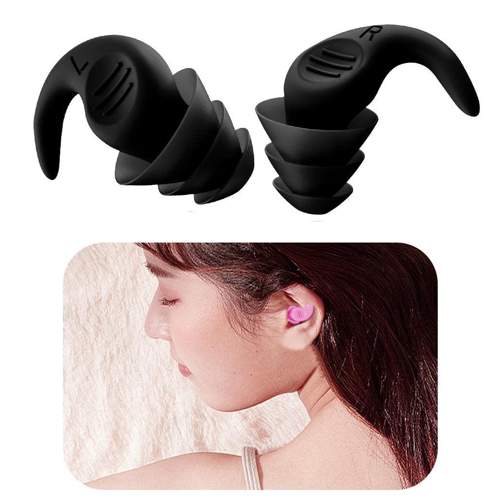 ATORSE ATORSE Noise Reduction Ear Plugs Silicone Sound Blocking For Sleep Snoring Swimming |Extra Soft, Reusable Earbuds Noise Cancellation |Soundproof Earplug Use For Underwater (Black)