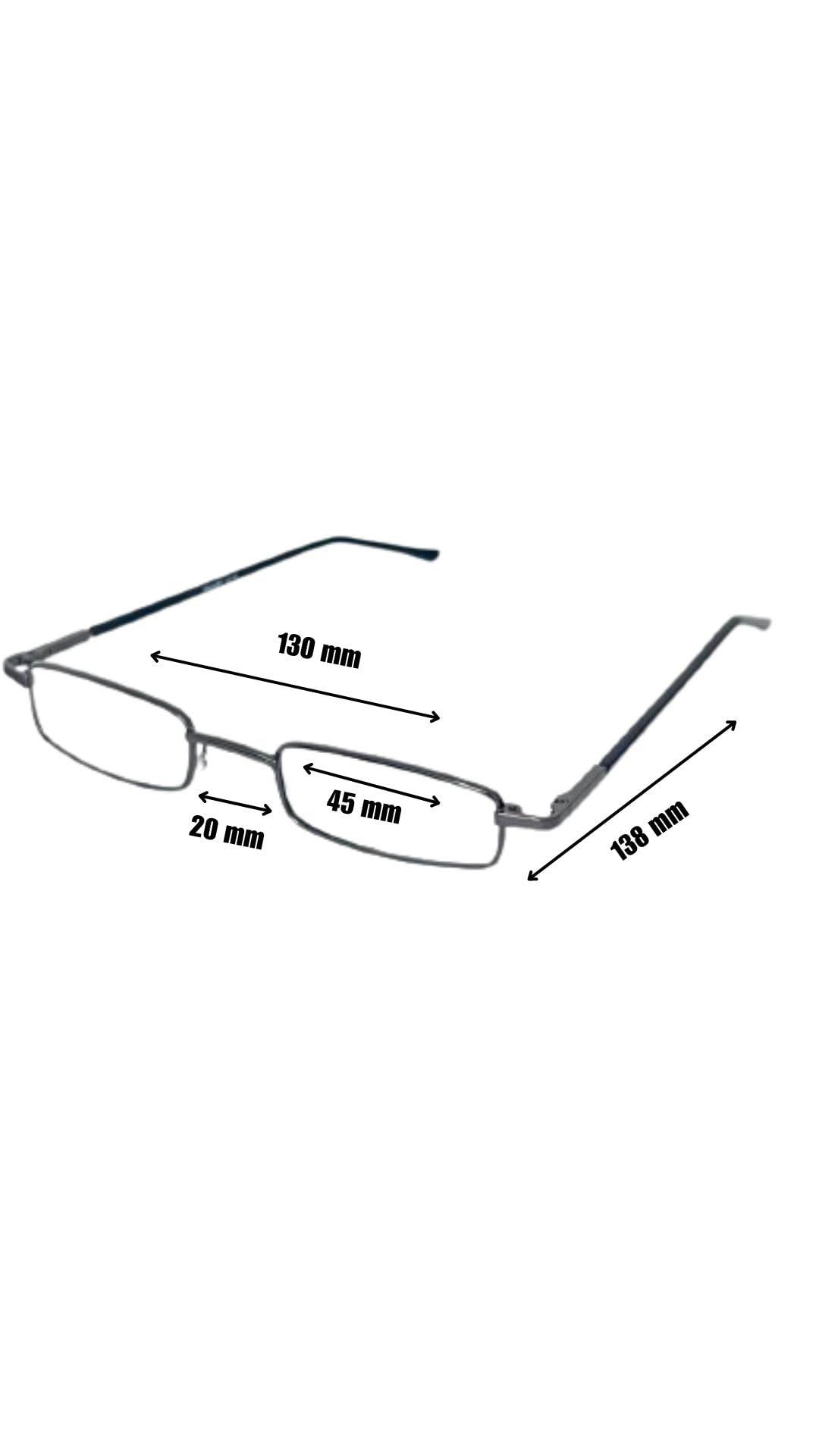 Bhavya Optic Bhavya Optic Reading Glasses with Metal Frame, Pen Style Case, Cleaning Cloth, Powers +1.00 to +3.00 (+2.50, Grey, 1)