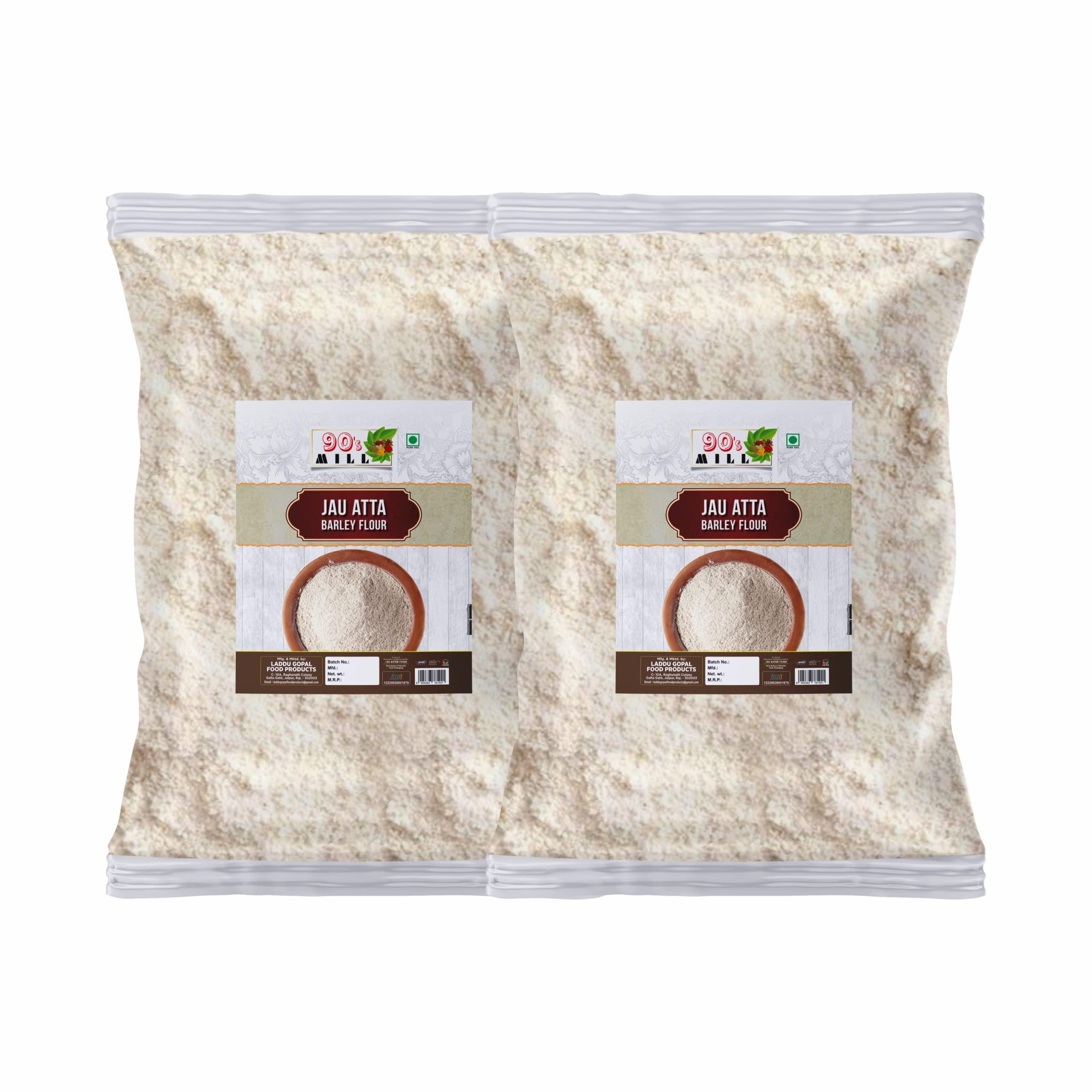 90's MILL Organic Jau Atta| Barley Flour | Joo Ka Atta | With Fibre, Vitamins & Minerals-5960g(2980g*2Pkt)