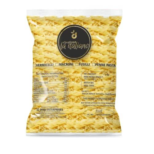 Gustosa La Italiano Gustosa La Italiano Macroni Pasta 1kg + Penne Pasta 1Kg + Fusilli Pasta 1Kg | 100% Durum Wheat Semolina Pasta 3 Kg (3x 1000g) | Non Sticky | Untoched by Hands | Value Pack