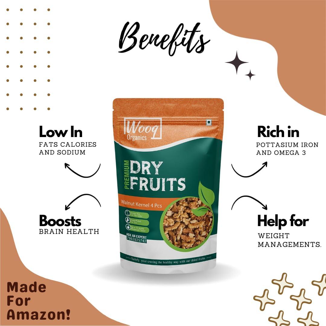 Wooq Organics Wooq Organics Kashmiri Walnut kernels 1Kg, 4-6PCs Broken Akhrot Giri without Shell