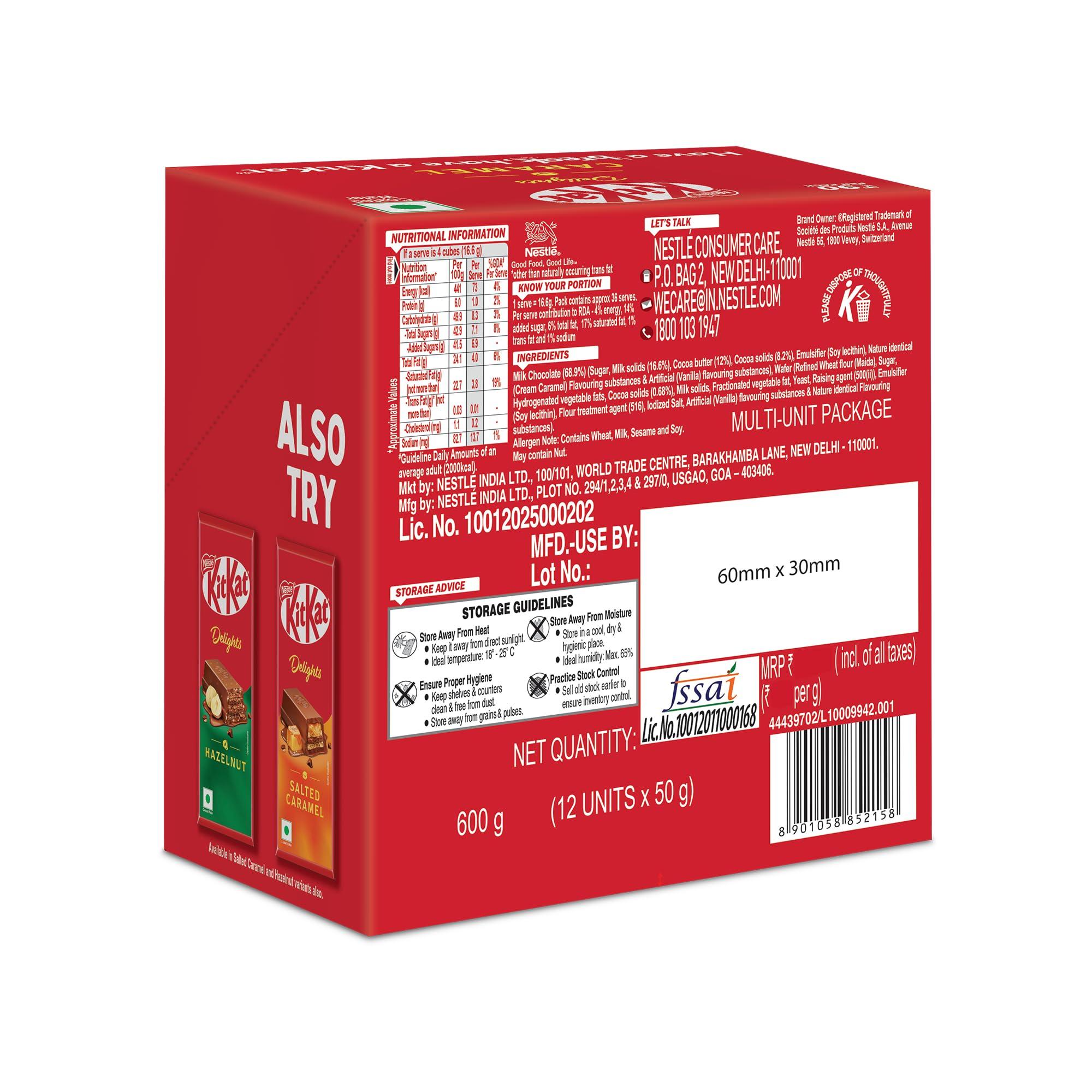 DESSERT DELIGHT (device) KIT KAT Caramel Chocolate Coated Wafer Bar, 50G X 12 Units, 600 Gram, Box