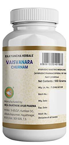 RAAYANCHA HERBALS Vaisvanara Churna | Vaiswanara Churna | 100% Herbal Ingredients | Pure and Natural | Ancient Formula | Digestive Support | Relief from Gas | 100 grams