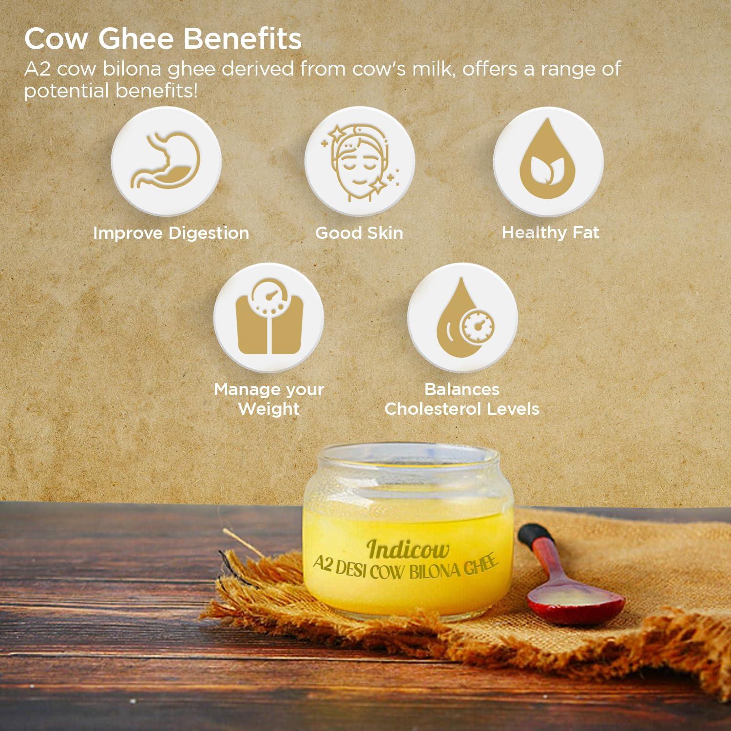 Indicow Indicow Organic Dairy Foods Pure Authentic A2 Ghee (500millilitre, Kankrej) | Grass Fed, Hand Churned, 100% Pure and Preservative Free
