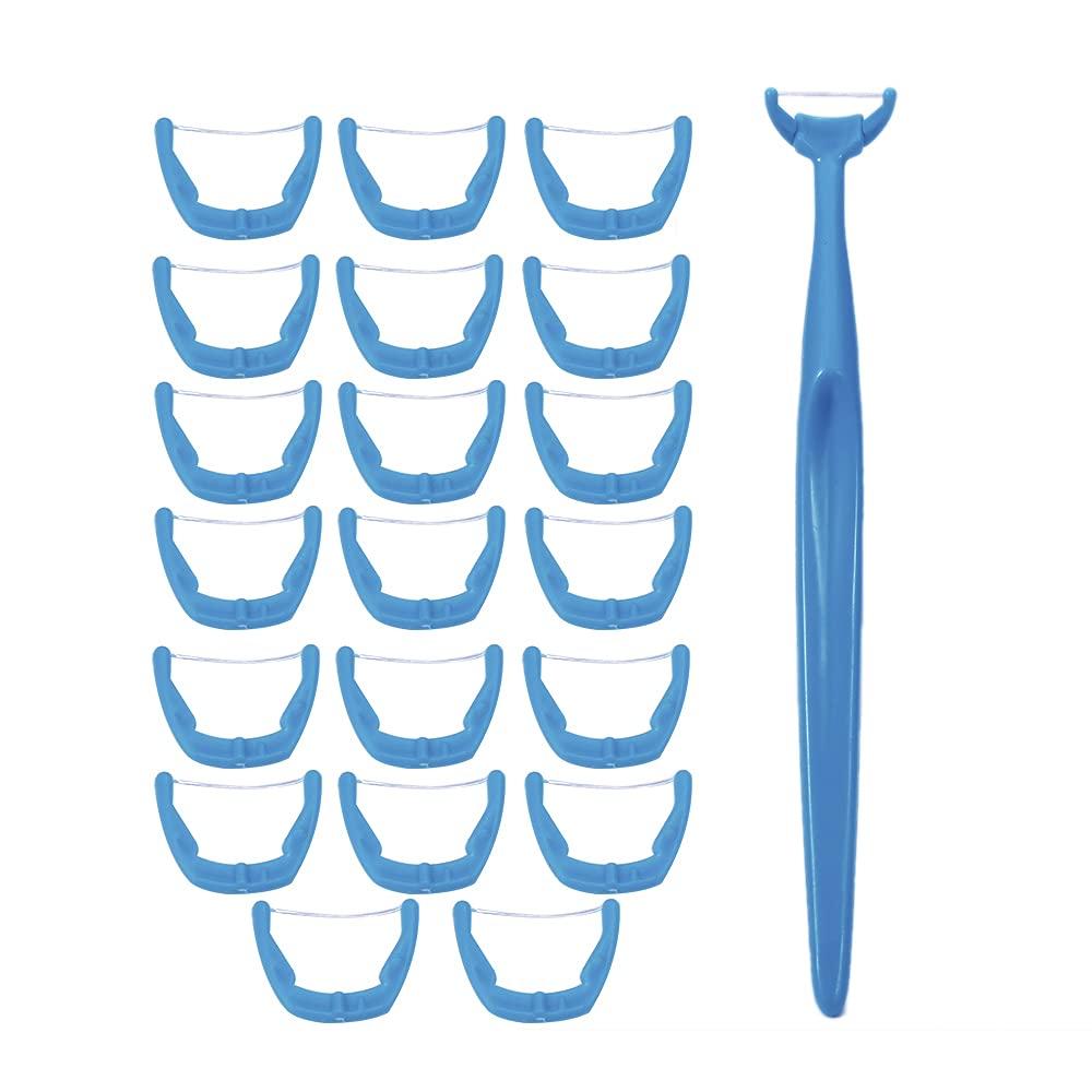 songfir 1 Piece Reusable Dental Floss Holder Handle +100 Pieces Replacement Floss Heads Teeth Stick Toothpicks Floss to Clean Between The Tooth