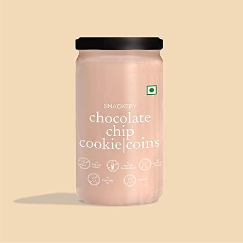 Snackery Snackery Choco Chip Cookie Coins, 198 gm, Individually Wrapped, Calcium, Potassium, Antioxidants, Jar of Happiness(Pack of 2)