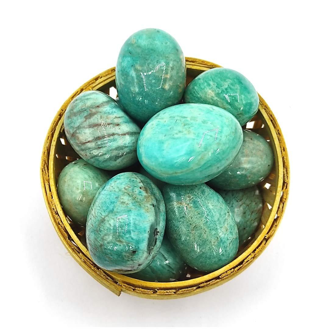 Plus Value Plus Value Amazonite Tumbled Stones AAA+ Pebbles for Vastu Feng Shui Chakra Aura Personal Reiki Healing Crystals (200 Grams, with Basket)