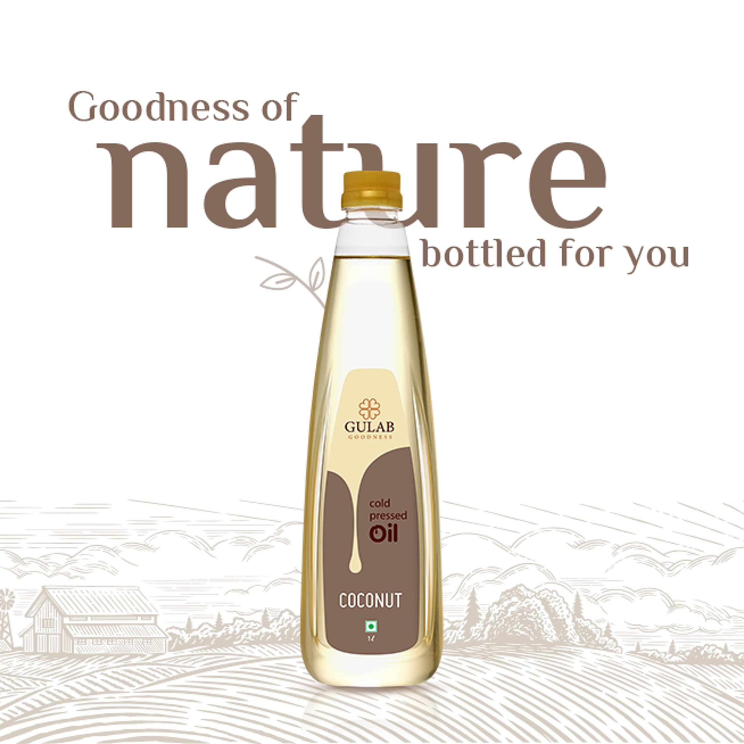 GULAB Gulab Cold Pressed Coconut Oil - 1 Litre, 100% Pure & Natural