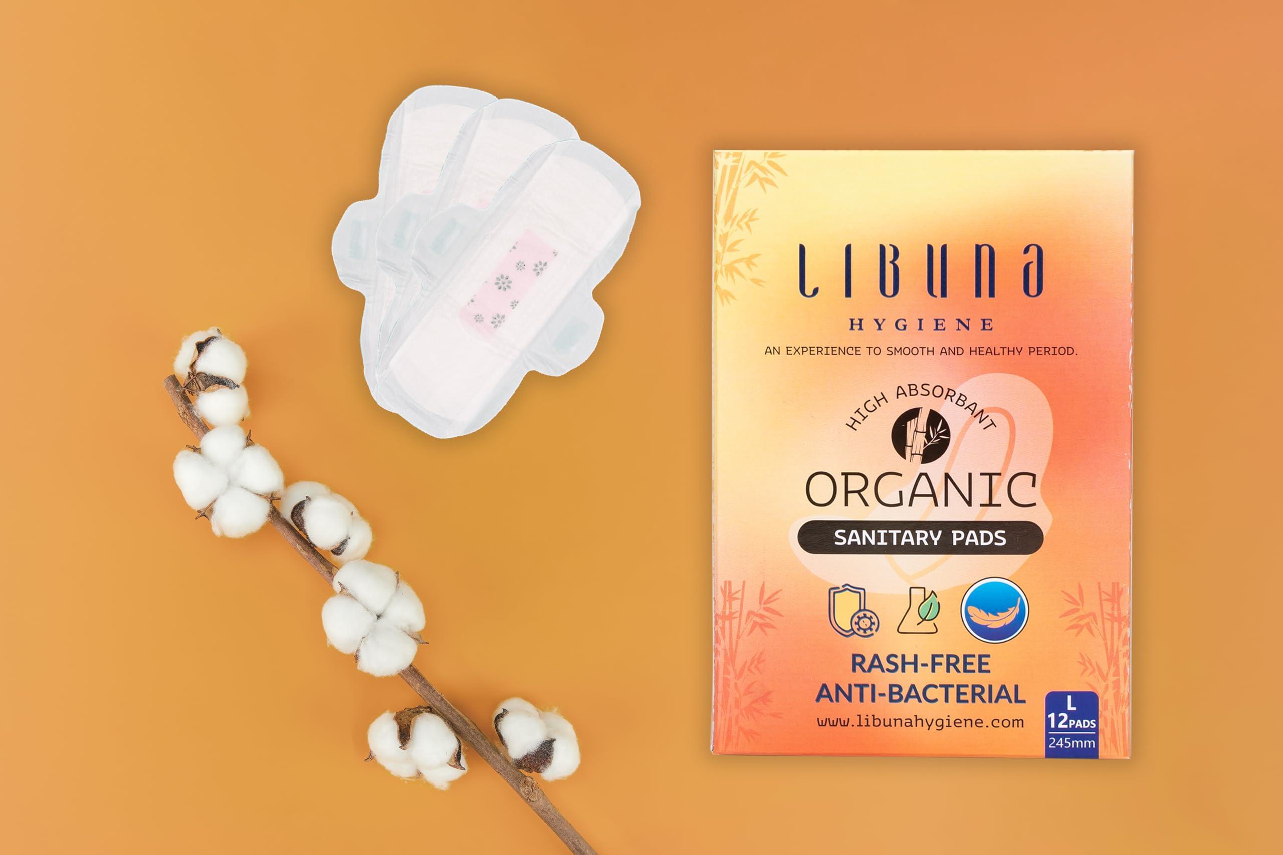 LIBUNA HYGIENE LIBUNA HYGIENE Anti-Bacterial Rash-Free Sanitary Pads | L | Pack Of 12 | Zero Leaks And Stains | Ultra Thin | Biodegradable | 245Mm Long | Protects You From Period Infection