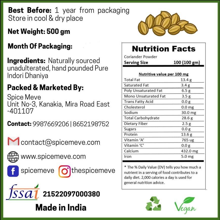 Spice Meve - Your Local Indian Spice Souk - Whole Spice Meve Premium Indori Coriander Powder 1kg| Pure Quality Dhaniya Powder