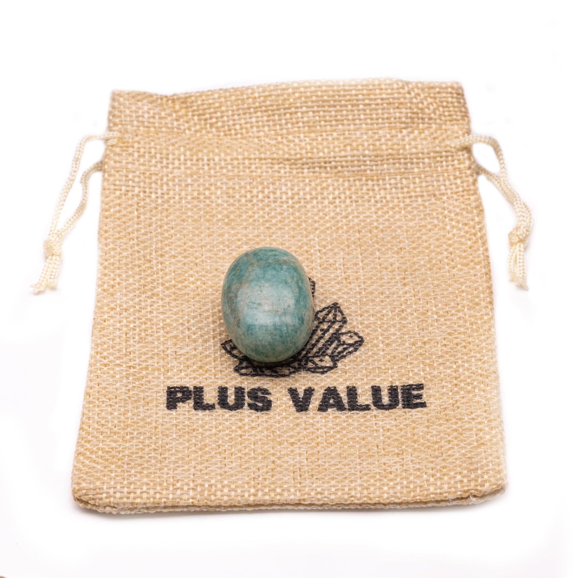 Plus Value Plus Value Premium Amazonite Pocket Stone for Creativity, Recovery & Positivity Reiki Healing Crystal Aura Chakra (1pc, Jute Bag)