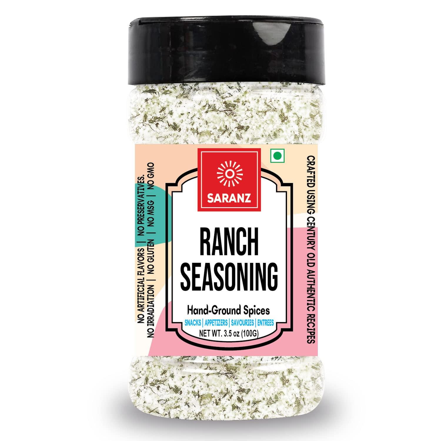 SARANZ SARANZ Ranch Mix Exotic Seasoning Perfect for Snacks, Appetizers, Savouries|Ranch Mix Seasoning with Fresh Ingredients For Dressing | Aromatic and Flavoured Vegan Seasonings |Used Ranch Mix Seasoning in Sauces, Marinades, Dressing, Snacks-100 Grams S