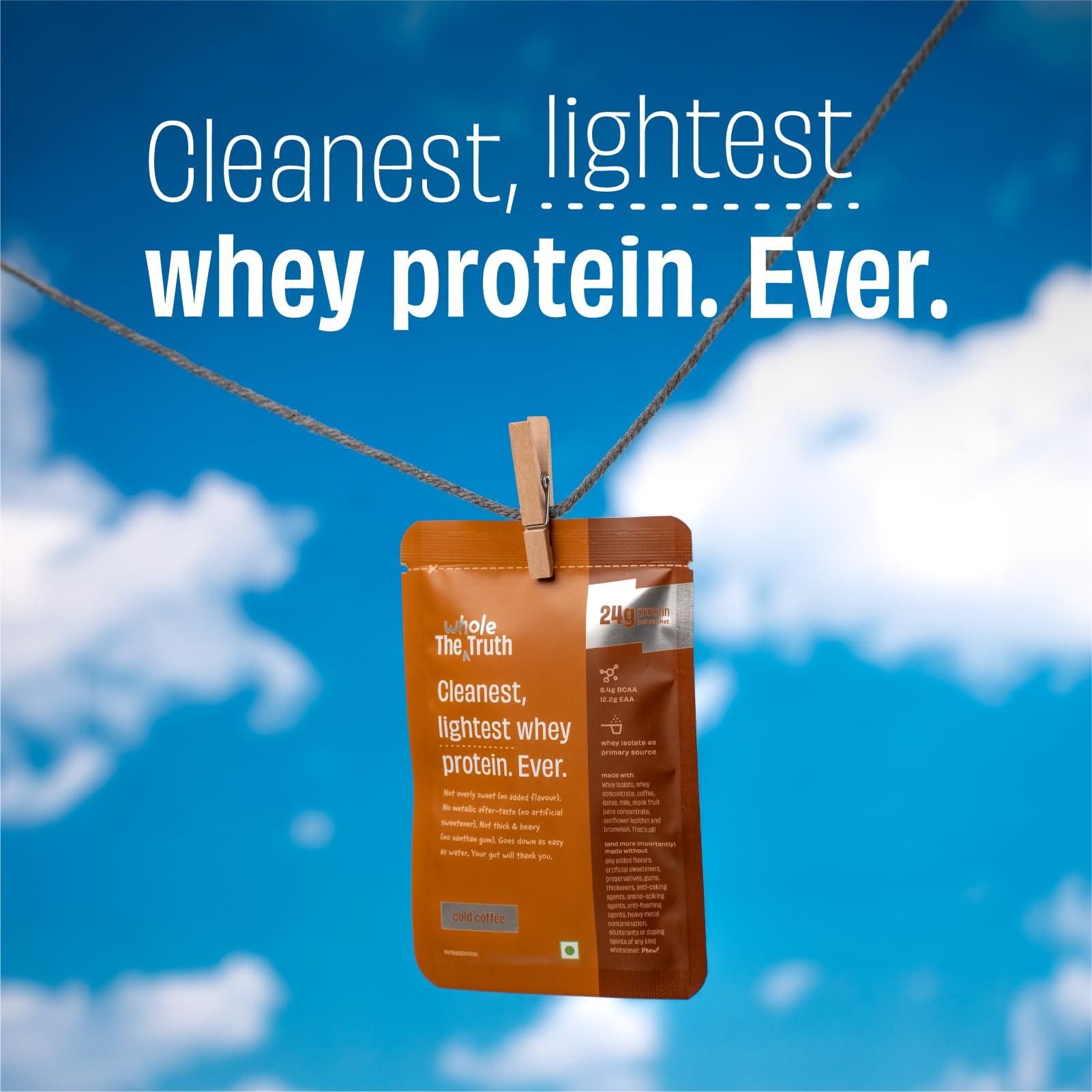 The Whole Truth The Whole Truth Whey Protein Isolate+Concentrate | Cold Coffee 210g (Pack of 6) | 24g Protein/Sachet 6.4g BCAA | 100% Authentic & No Adulteration | Clean, Light & Easy to Digest | Sample & Travel Pack