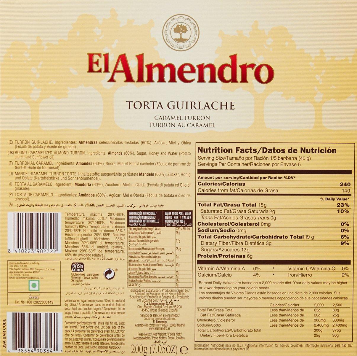 El Almendro El Almendro Round Crunchy Almond Chocolate, Caramel Turron, 200G