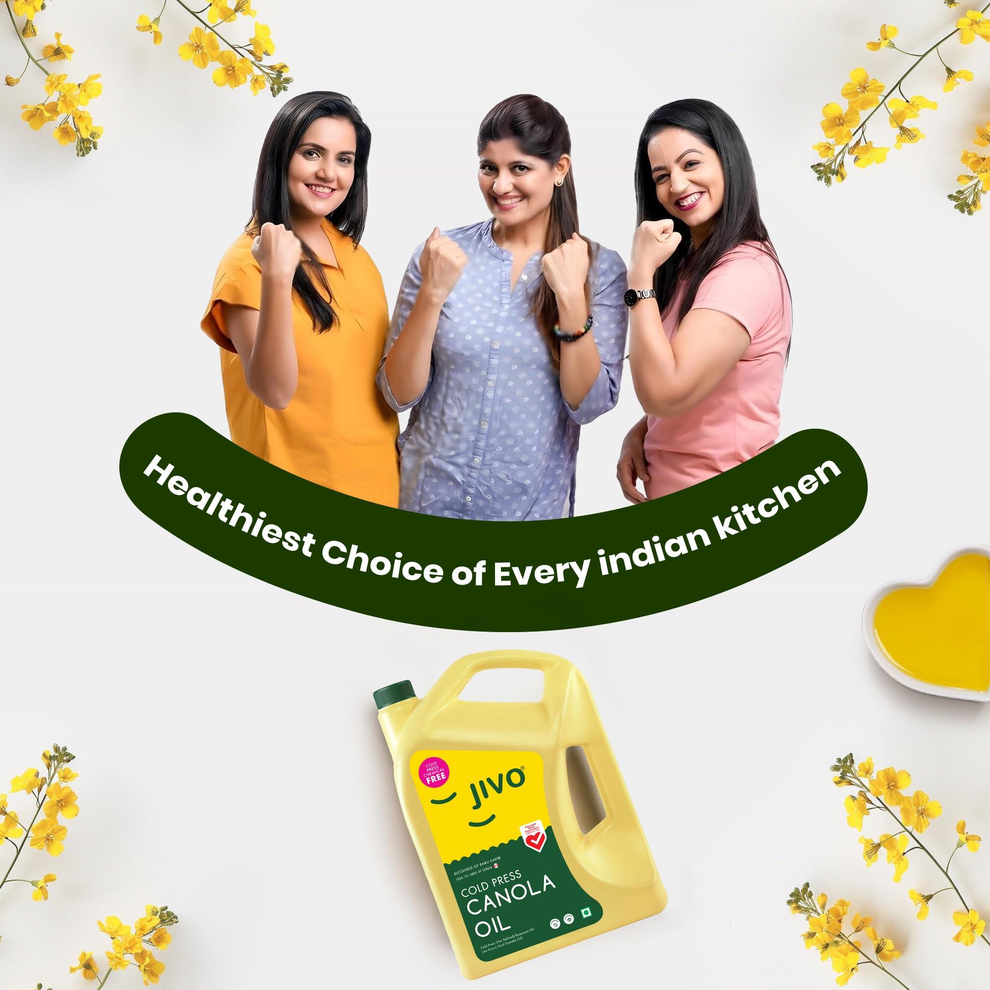 JIVO Jivo Canola Oil,2 Litre Cold Press Healthy Cooking Oil for Daily use | Recommended by Indian Medical Association | Lowest in Saturated Fat