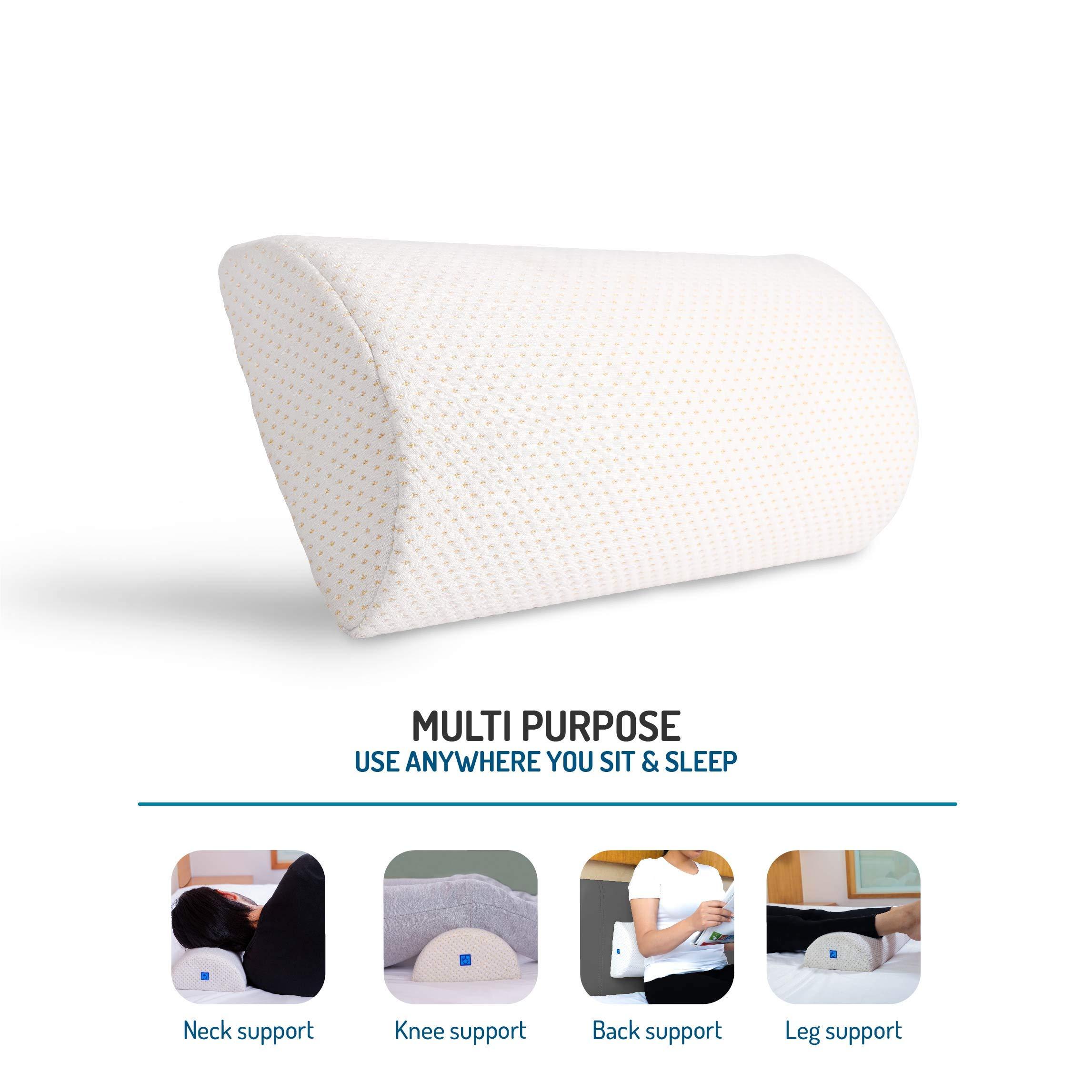 Back Good Back Good Posture Wise D-Shaped Lumbar roll for Back Pain & Lower Back Support (White)
