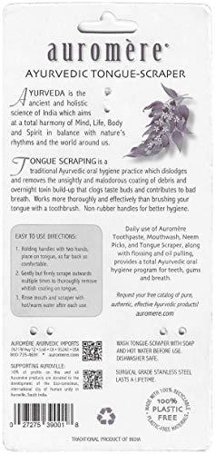 Auromere Auromere Tongue Cleaner, Ancient Oral Hygiene, Eco Friendly, Zero Waste, Stainless Steel, Eliminate Bad Breath (1 Pack)