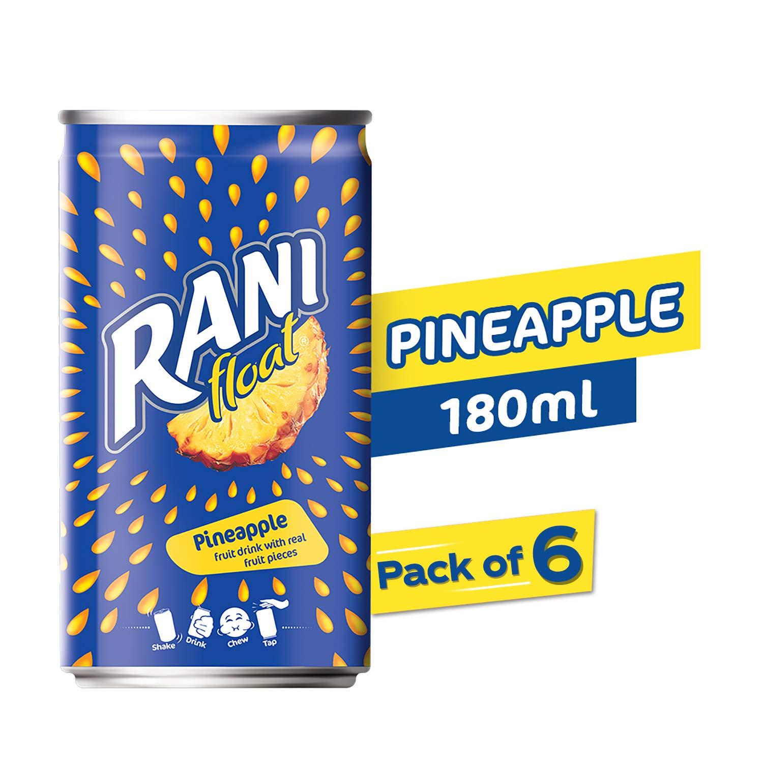 Rani Rani Float - Pineapple - Can - Pack of 6 X 180 Ml, Vegetarian