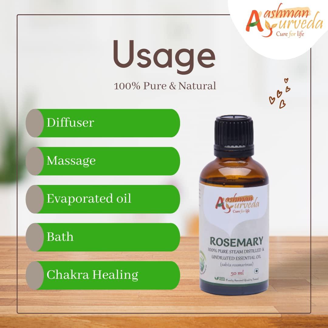 Aachman Veda Cure for Life Aashman Ayurveda  c Rosemary Essential Oil for Hair Growth,Quick Hair Growth Rosemary Oil for Women and Men - 100% Pure Rosemary Leaves Oil -50 ml(Rosemarry)