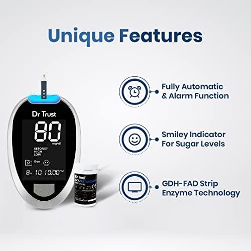 Dr Trust Dr TrustFully Automatic Blood Sugar Testing Glucometer Machine with 10 Strips(Black)