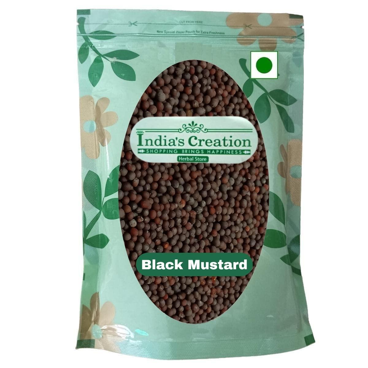 India's Creation Jodhpur Rajasthan Kali Rai-Black Mustard-Raw Herbs-Mohari-Sarson Kaali-Brassica Nigra-Sarso Kali-Jadi Booti-Single Herbs (250 Gram)