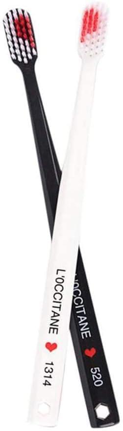JJLFresheners 2Pcs Toothbrushes Black and White Heart Shaped Couple toothbrushes eco Friendly Nano toothbrushes Dental Care Brush Manual Toothbrushes one Size,Oral Care