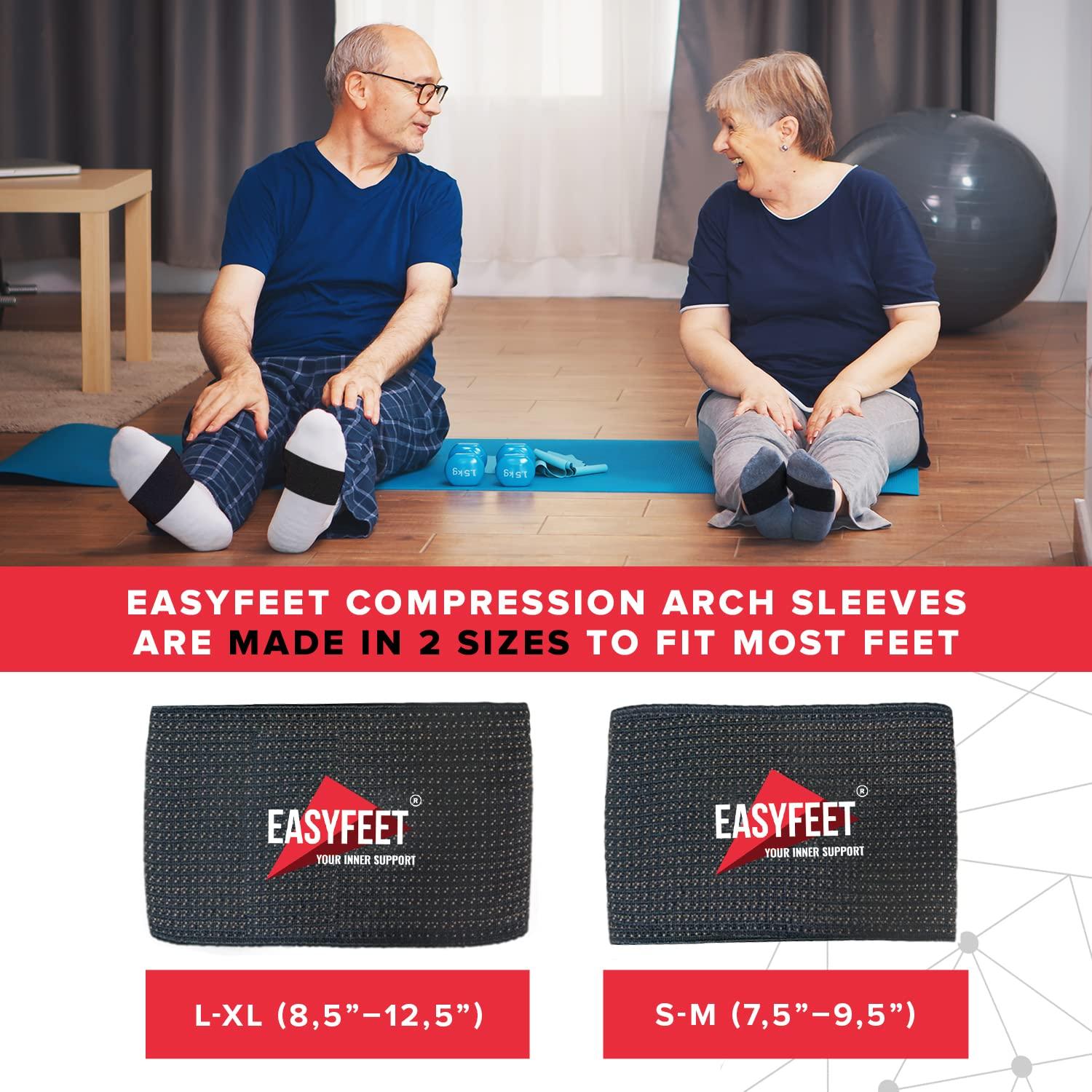 EASYFEET {New 2022} Arch Support Bands 2pcs Pack - Unisex Orthotic Health Compression for Foot Care Heel Spurs Foot Pain Relief Flat & Fallen Arches High Arch Flat Feet - Braces/Sleeves in 2 Sizes