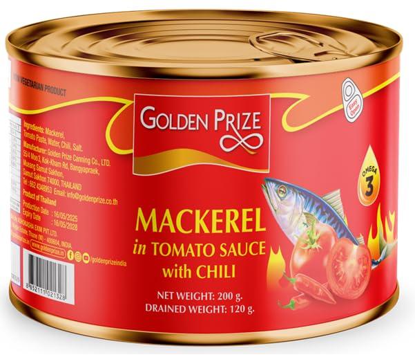 Golden Prize Golden Prize Mackerel in Tomato Sauce with Chili, 200g (Pack of 2)