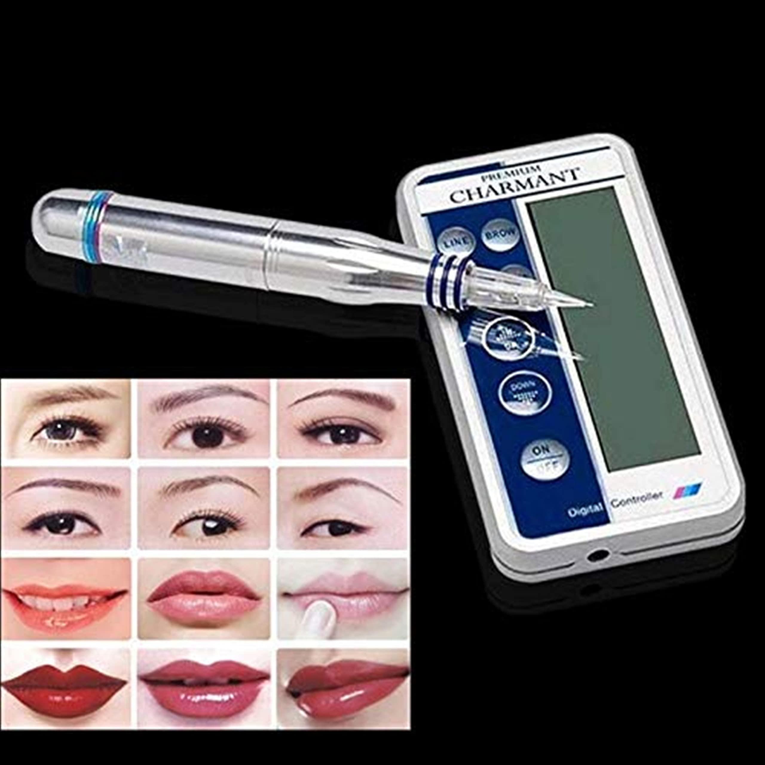 KIYO KIYO Charmant Machine Silver Electric Digital Charmant 2 Permanent Makeup Machine Pen for Eyebrows Lips Body Tattoo Kits Cartridge Needles Mucus Removal Device