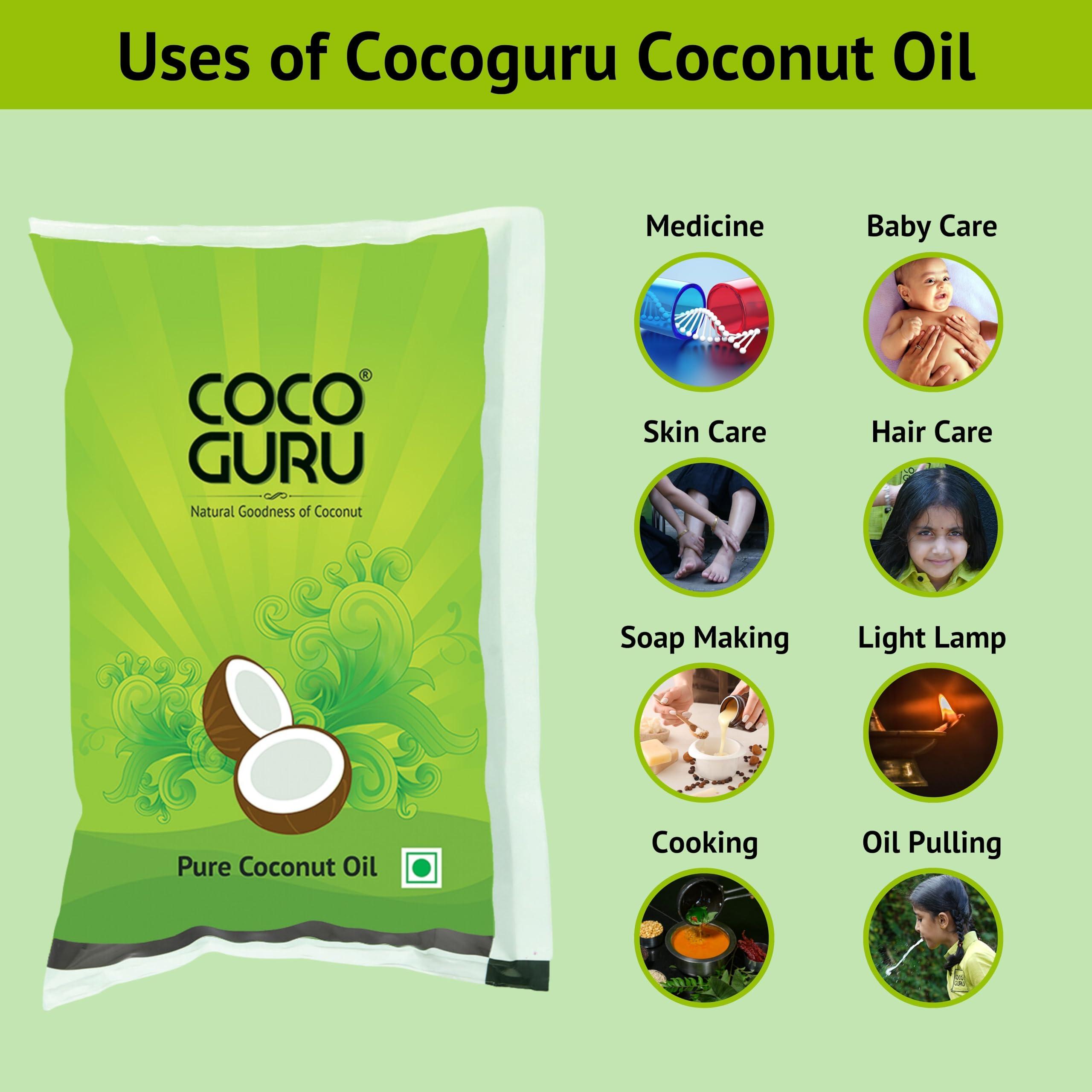 Cocoguru Cocoguru High Grade Coconut Cooking Oil - Pouch 1 Litre