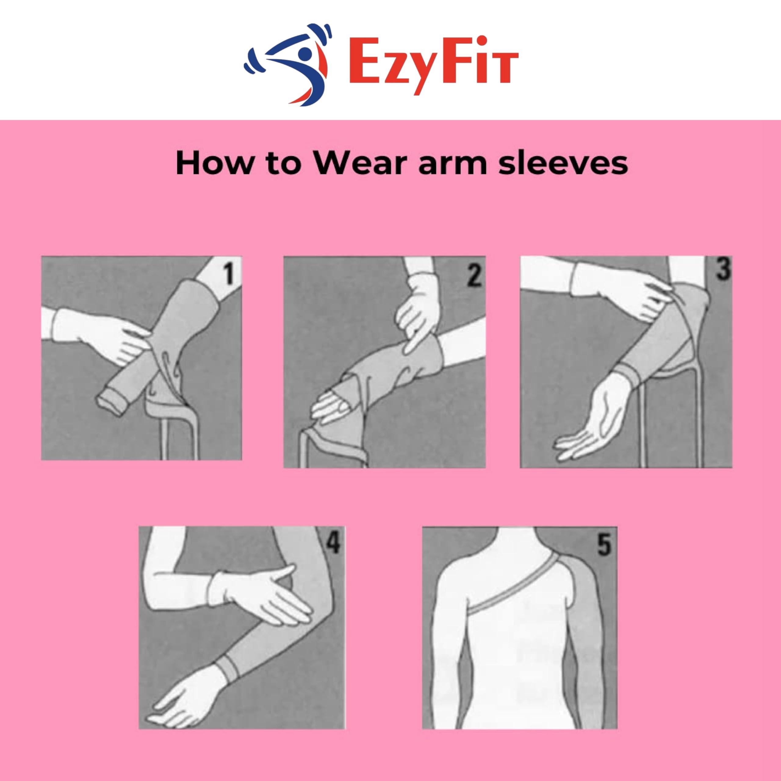 EZYFIT EZYFIT Medical Compression Arm Sleeves with Shoulder Strap and Support for Lymphedema | Graduated Compression - 20-30 mm/Hg | Post Mastectomy Sleeve for Lymphedema (RIGHT HAND, SMALL)