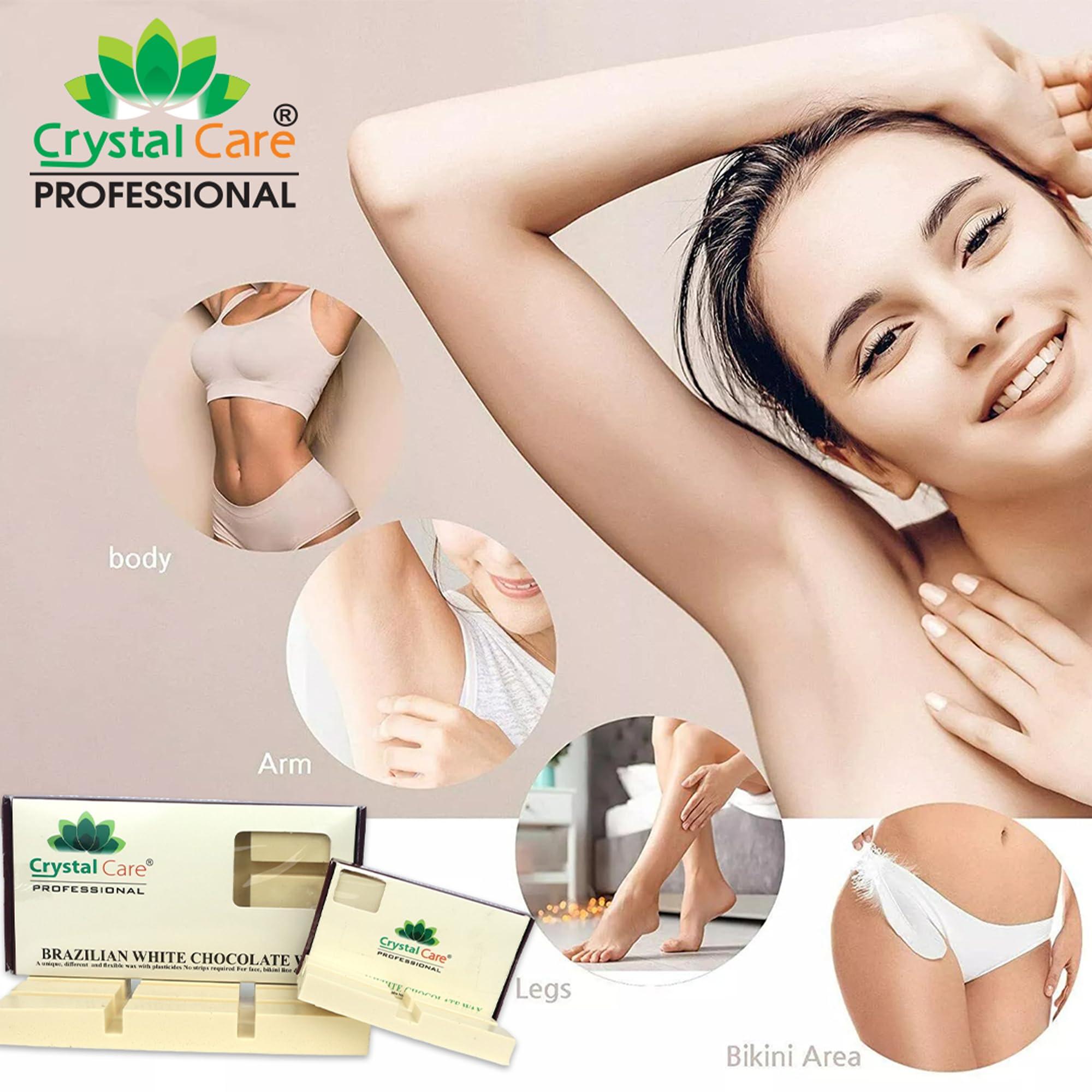 CRYSTAL CARE CRYSTAL CARE Brazilian White Chocolate Wax - Premium No Strips Required Hair Removal for Face, Bikini Line & Underarms | 100g Pack | Gentle and Effective Brazilian Wax with Delightful Chocolate Scent | Ideal for Sensitive Skin | Salon-Quality Results