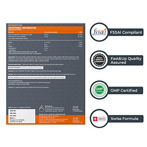 FAST&UP Fast&Up Magnesio - Restful Sleep Supplement - Magnesium & Zinc for Stress Management & Promoting Deep Sleep (60 Effervescent Tablets, Lime & Lemon Flavor)