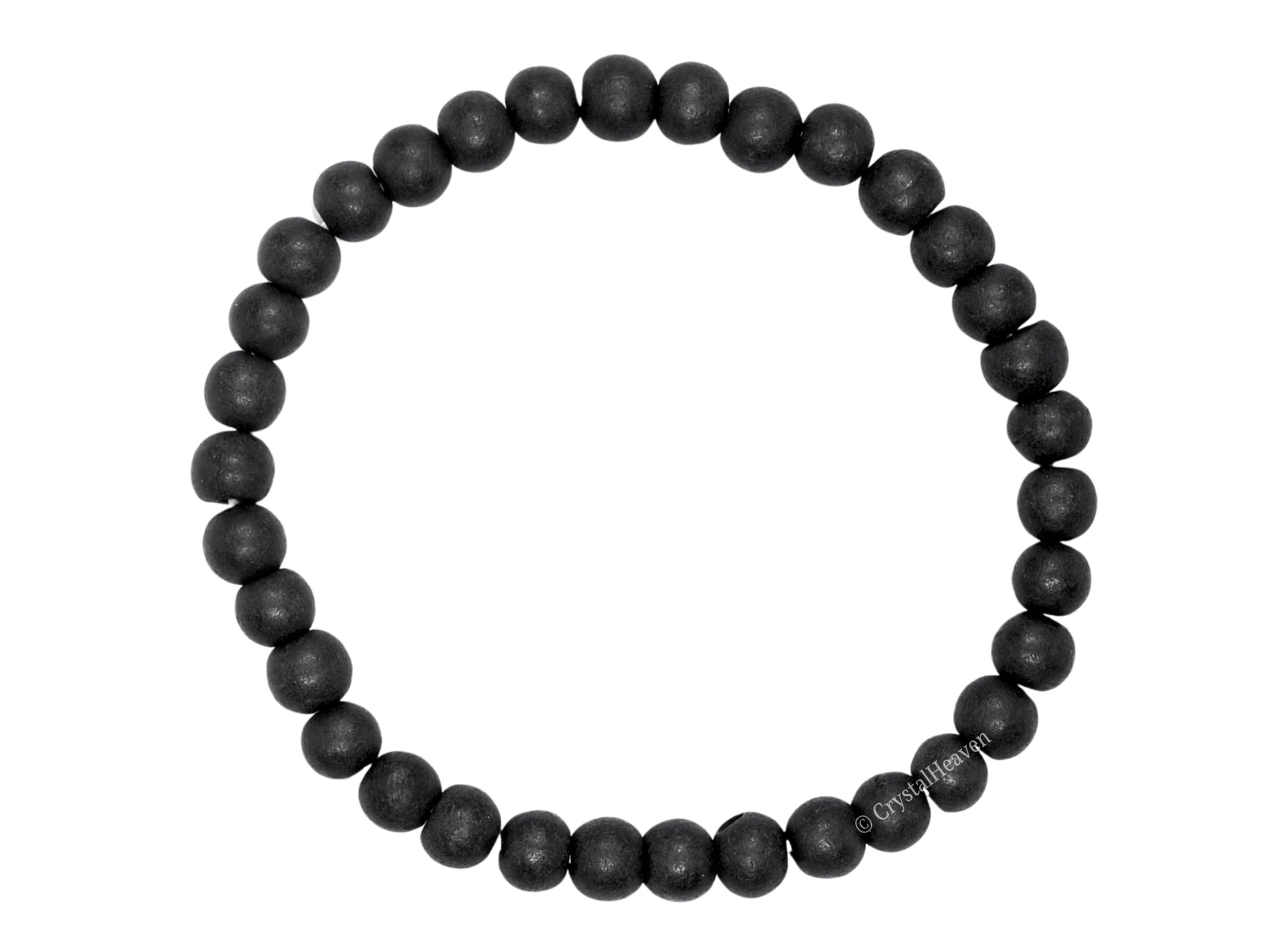 Crystal Heaven Certified Karungali Bracelet Original for Men Women - Black Ebony Wood Bracelet - Original and Natural Karukali Malai for Men Women Pooja Supplies (6mm Beads, Elastic)
