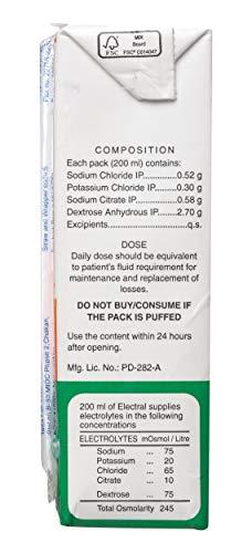 Electral Electral FDC Electral ORS (Orange) - 200 ml, Pack of 6 Tetra Pack