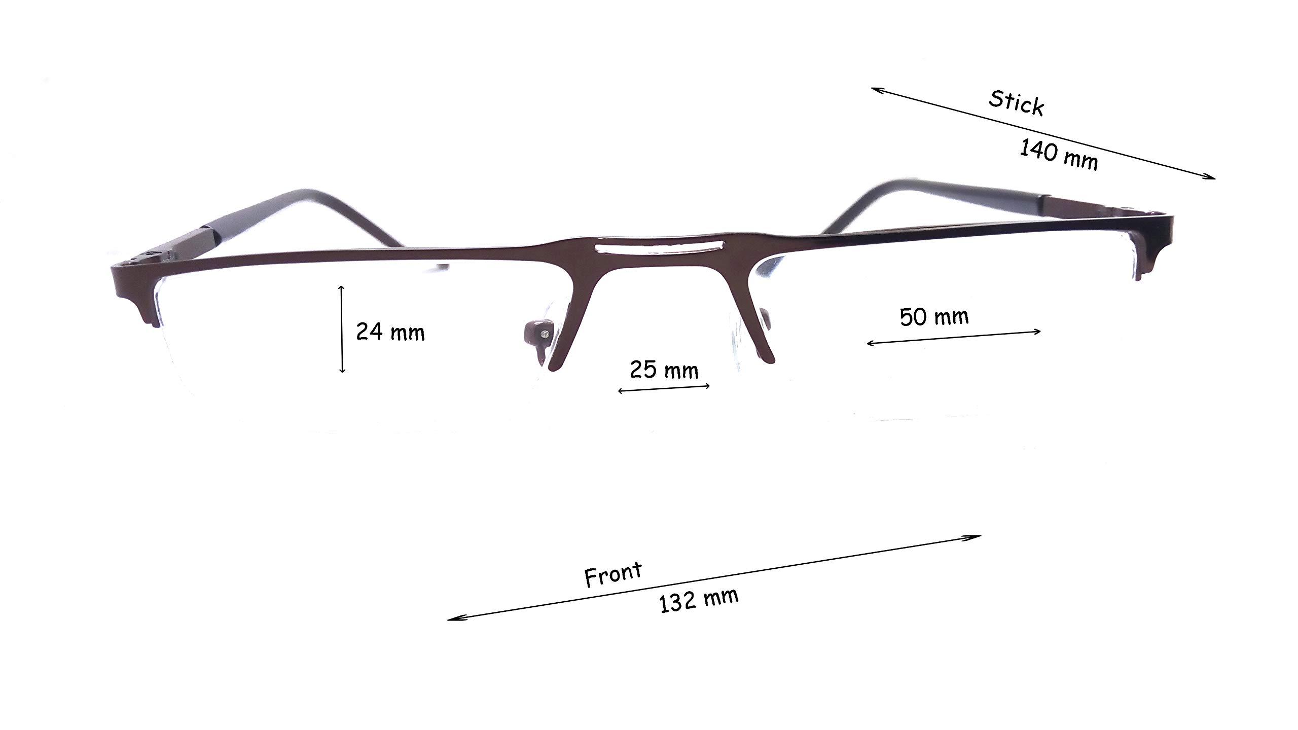 N Specs N Specs near reading glasses +2.25 power rectangle square brown colour metal half frame with unbreakable fiber glasses