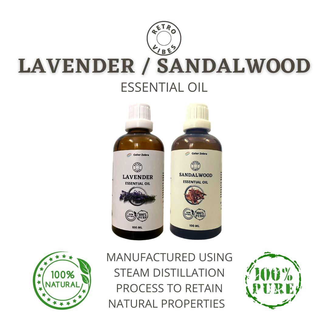 Color Zebra Retro Vibes Jasmine & Lavender Essential Oil Combo | Calming, Soothing & Romantic Aromas for Diffuser, Relaxation & Emotional Wellness | Ideal for Stress Relief & Home Fragrance | 100ml Each