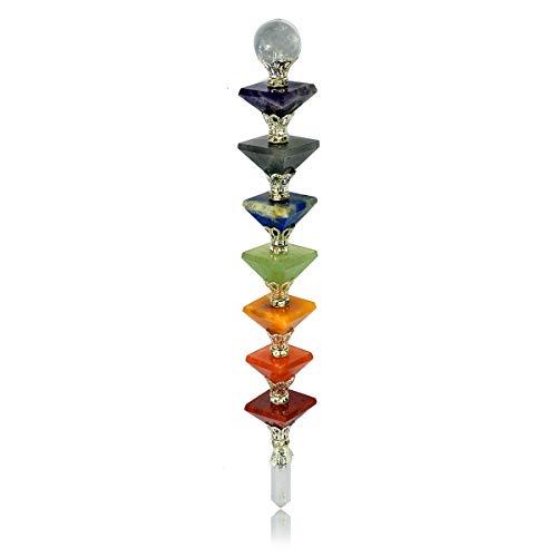 Reiki Crystal Products Reiki Crystal Products Natural 7 Chakra Healing Wand for Reiki Healing and Crystal Healing Stone Wends (Color : Multi)
