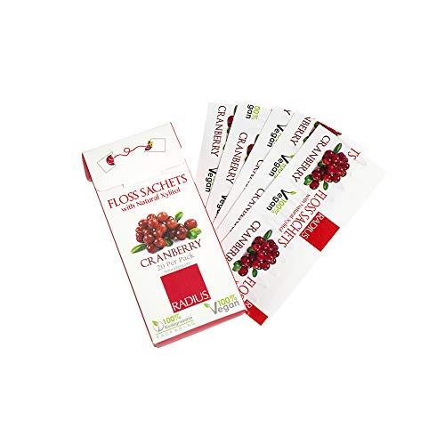 RADIUS RADIUS Vegan Floss Sachets with Natural Xylitol, Cranberry, 20 Count