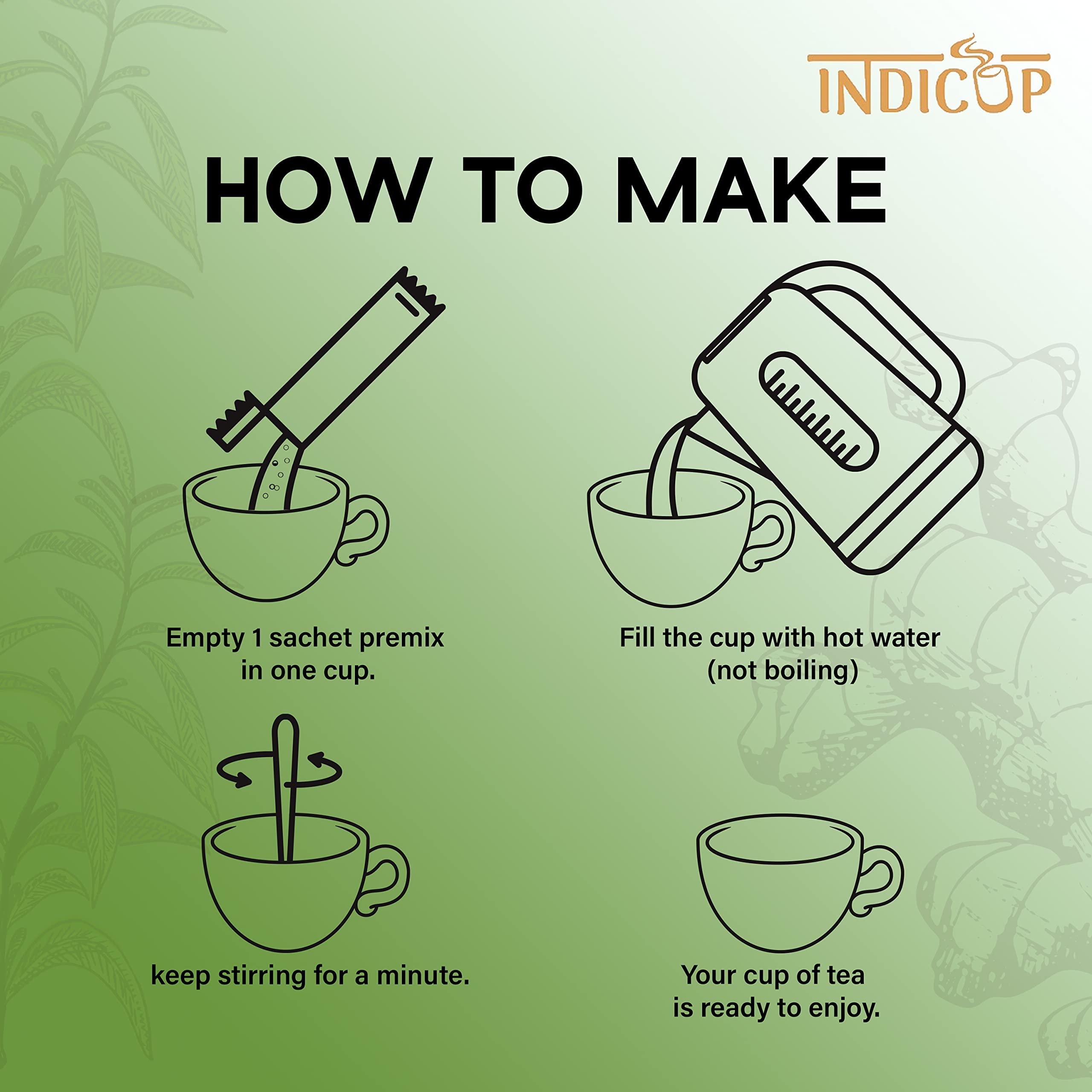 INDICUP INDICUP Lemongrass Ginger Tea Premix, Pack of 50 sachets, Instant mix, Refreshing taste