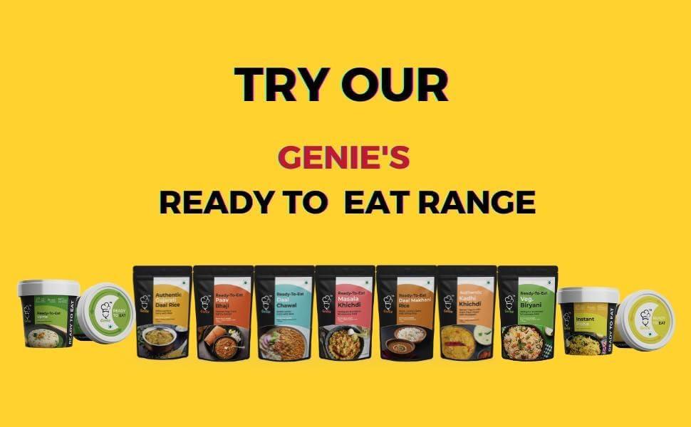 Genie food group GENIE FOOD Instant Ready to Eat Dal Rice Pack of 3- [Each Pack After Cook-250Gm] I Just Add Boiled Water I No Preservastives & Colors I Pure Veg | 100% Natural