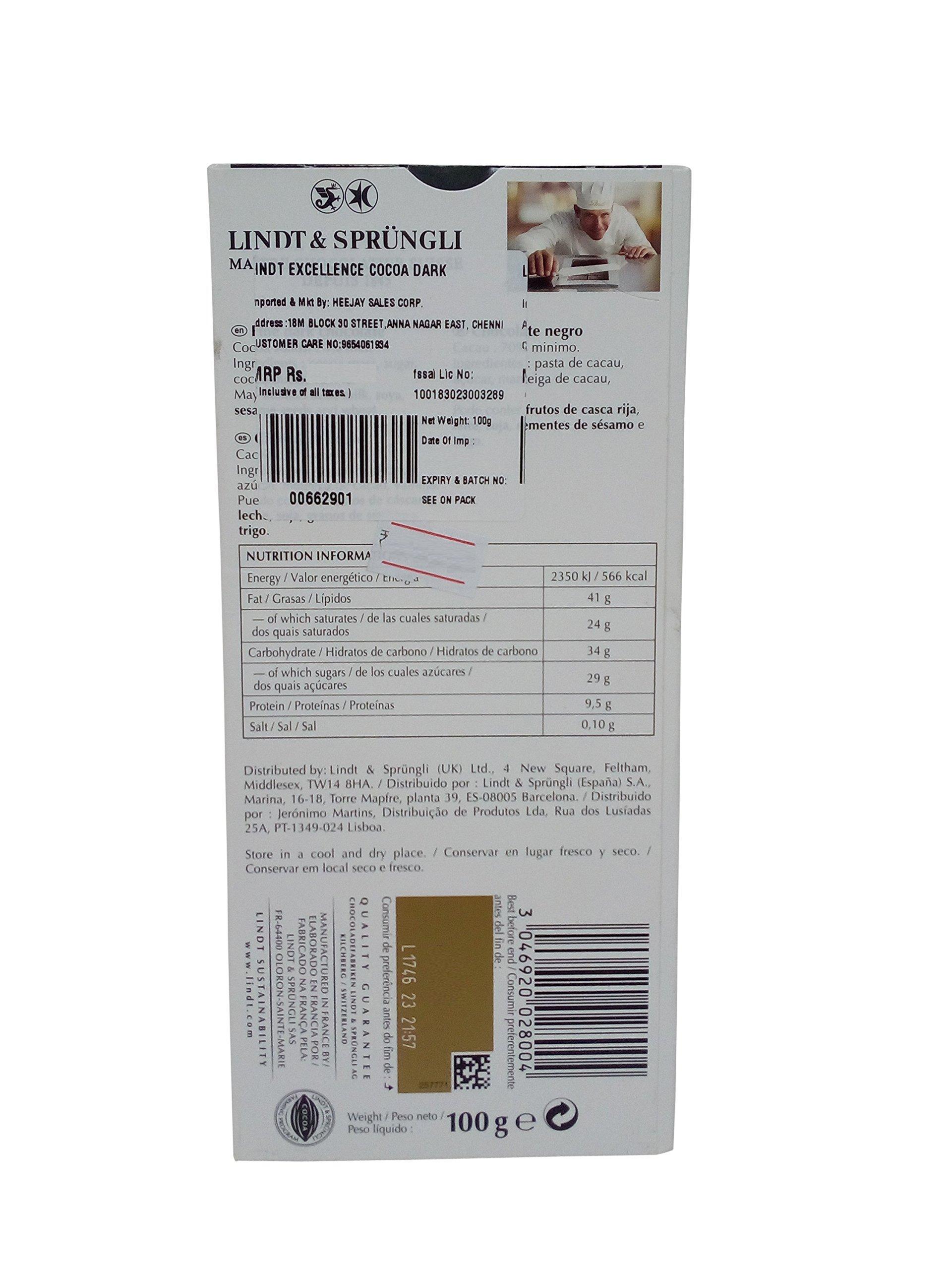 Lindt Lindt Excellence Chocolate - 70 Percent Coca Dark, 100g Carton