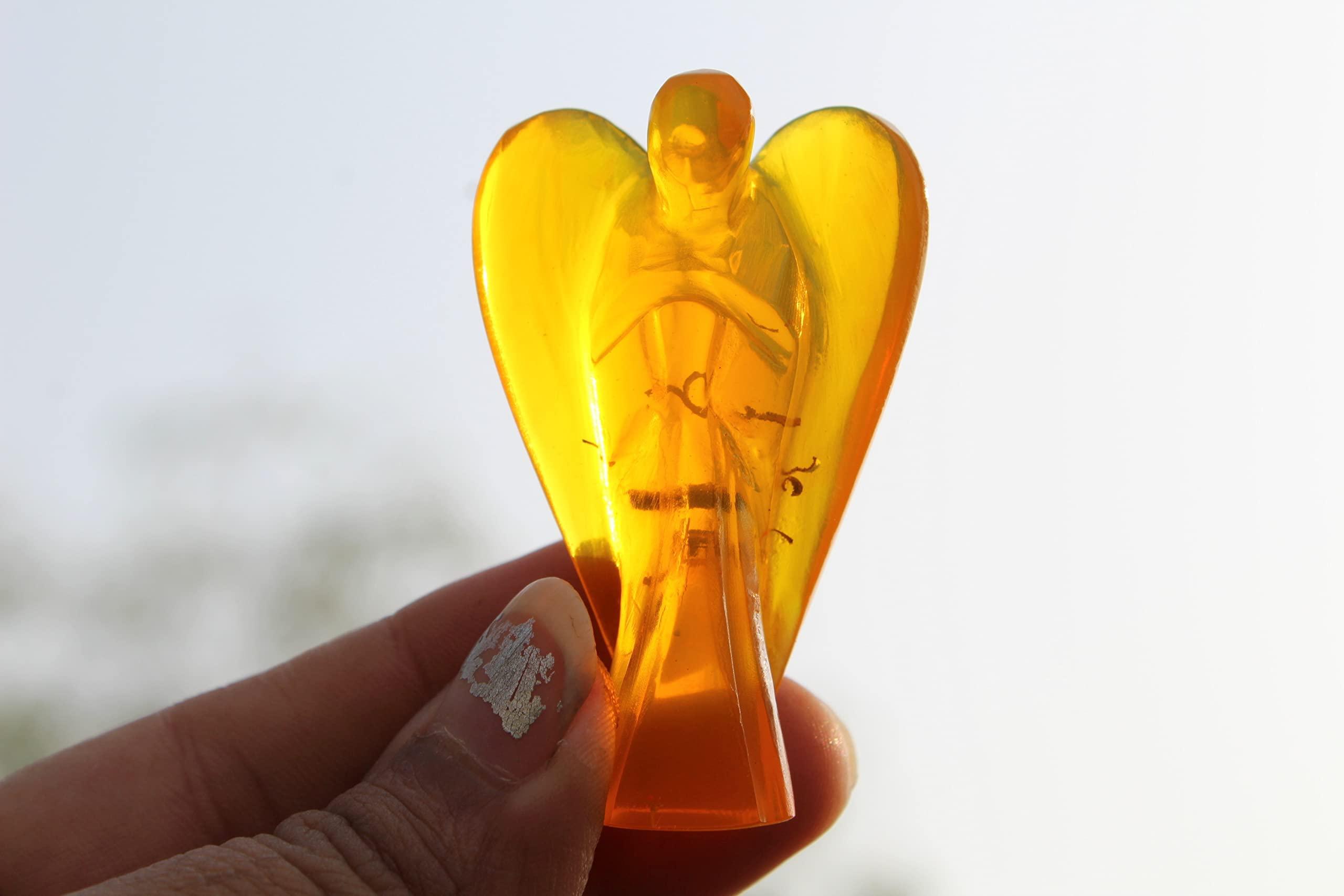 Jet International Jet Fantastic Amber 2 Inch Angel Crystal Therapy Healing Chakra Balancing